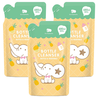 les enphants 麗嬰房 奶瓶蔬果酵素洗潔液 鳳梨香 補充包, 680ml, 3包