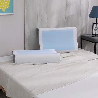 Ishur 伊舒爾 冰晶涼感記憶枕 工學護頸型 2入 透氣舒適 零壓力太空記憶棉, 60 x 40 x 10(12)cm