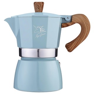 FUJI-GRACE 富士雅麗 經典義式小摩卡壺 鋁鎂合金 矽膠 直火加熱, 湖水藍, 1個