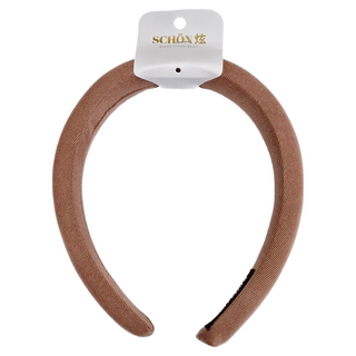 SCHÖN 復古法式寬邊髮箍-卡其色 毛絨材質, 高16cm