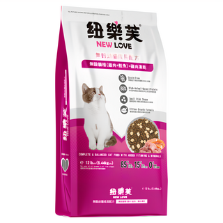 NEW LOVE 紐樂芙 幼貓 無穀貓糧, 雞肉 + 鮭魚 + 雞肉凍乾, 5.44kg, 1袋