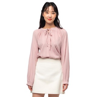 CARET 女款波西米亞風綁帶雪紡衫, F, 粉色