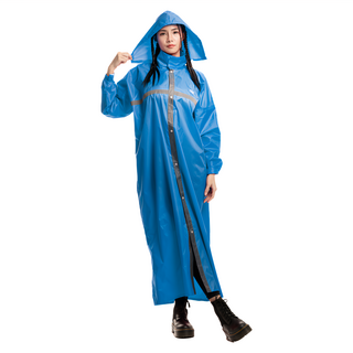 Crocodile 鱷魚 彩格前開雨衣, 4XL, 水藍