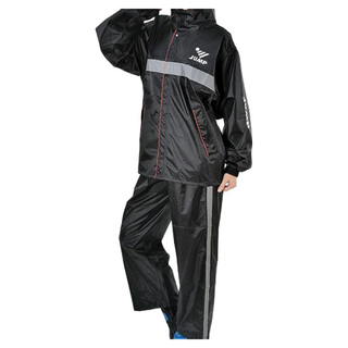 JUMP 將門 反光套裝兩件式風雨衣, M, 暗夜黑