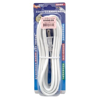 SUPERCELL 超電王 電源線組 2.0mm²芯雙絕緣電源線組 SNBB639, 4.5m, 白色, 1條