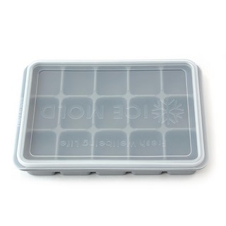 Kitchen Factory 15格矽膠製冰盒 含蓋, 18.5*13*3cm, 灰色, 1個