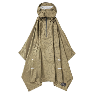 KiU 機車/自行車雨衣斗篷 附收納袋，防水10,000mmH2O, 均碼, 夜光裂紋 卡其色