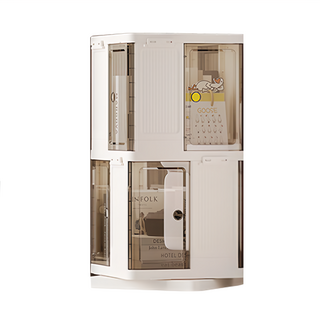 旋轉收納櫃 37 x 37 x 74cm 2層, 白色, 360度旋轉, 磁吸門, 1個