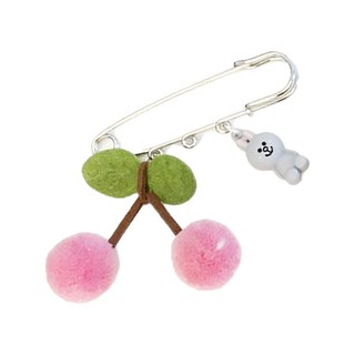 SY可愛櫻桃胸針 柔軟材質 安全別針設計 為您的造型增添一抹亮色, 櫻桃, 1入