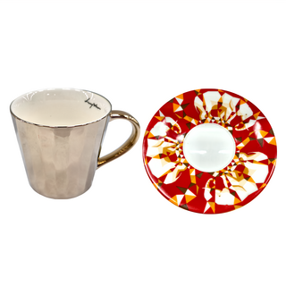 Luycho 鏡面倒影動物圖案咖啡杯盤組, 非洲象, 1組