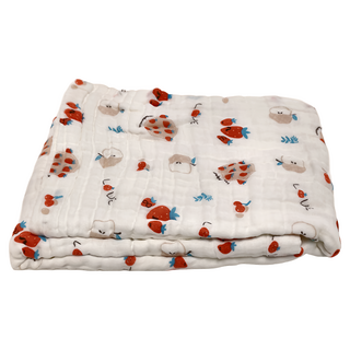 Mass 生活好物 純棉六層紗布兒童浴巾, 小草莓, 1條