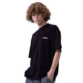 BOHRHOO 露營印花寬鬆T恤, S, 黑紫