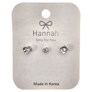 Hannah 正韓 18-3貼耳針式耳環 3個 Set 韓國製造, SY30292