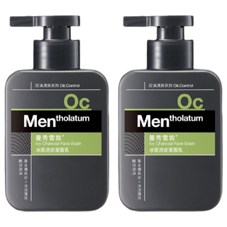 MENTHOLATUM 曼秀雷敦 男士冰振活炭潔面乳, 深層清潔 零油光, 黃金備長炭吸附油脂污垢, 添加冰涼薄荷, 150ml, 2瓶