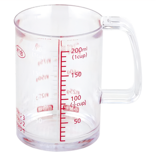 KAI 貝印 House 計量杯 DH-7120 200ML AS樹脂耐熱100℃ 耐冷-30℃, 透明色 + 紅色, 1個