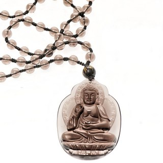 生肖狗 豬阿彌陀佛本命佛 頂級冰晶黑曜石項鍊, 黑曜石, 1條