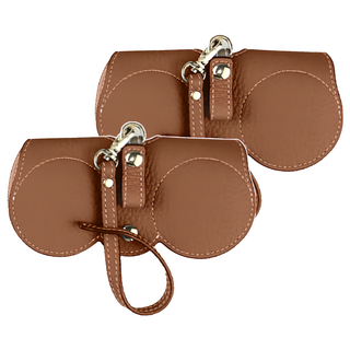 美得像專櫃 蝴蝶眼鏡收納袋，柔軟PU皮革，優質五金，多色可選, 棕色