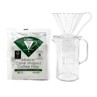 CAFEC 手沖咖啡三件組 1-2杯份, 400ml, 1組, 濾杯 + 濾紙 + 下壺