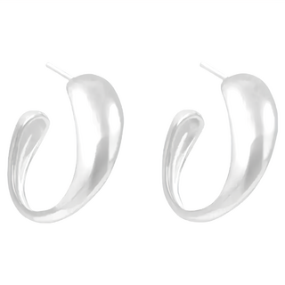 MARIGOLD 美爾朵 逆水之道925純銀耳環 約1.7cm, 銀色