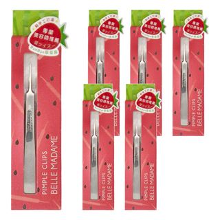 BELLE MADAME 貝麗瑪丹 再見草莓粉刺夾 超高密合度 超尖細弧勾, 0074, 6支