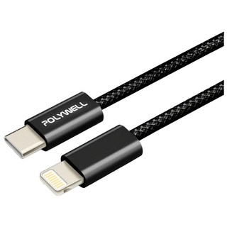 POLYWELL 寶利威爾 Type-C To Lightning PD編織快充線 3A PW15-W45-M934, 2m, 黑色, 1條