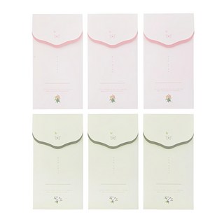 Tamsaa 花紋內附信紙節日感謝祝賀紅包袋, 混色, 6入