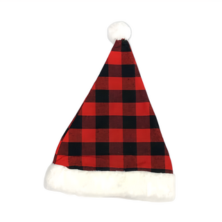 摩達客 耶誕派對 毛邊聖誕帽 聖誕派對裝扮, 紅黑格紋, 1個