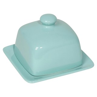 Now Designs 附蓋方形石陶奶油盤, 10.5 x 10.3 x 8.5cm, 水藍色, 1個
