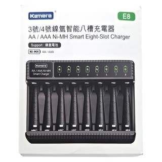 Kamera 佳美能 3號 4號 鎳氫智能八槽充電器 E8, 多顆電池同時充電，即時顯示充電狀態, 1個