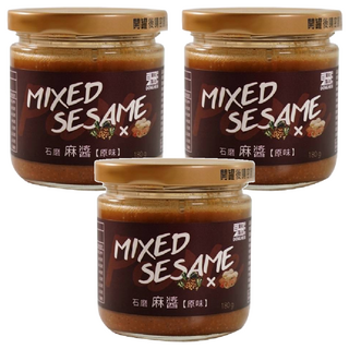 東和製油 石磨麻醬 (原味) 180g, 特選新鮮白芝麻、南台灣花生, 無防腐劑、香料、化學添加物, 3罐