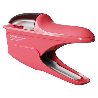 urban prefer PIN 無針釘書機, 一體成型刀頭, 半透明可推式上蓋, 弧面省力設計, 熔岩紅, 1個