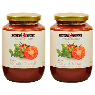 CHEF'S CHOICE 美味大師 義大利麵醬 蕃茄羅勒，新鮮原料，極緻美味，470g, 2罐