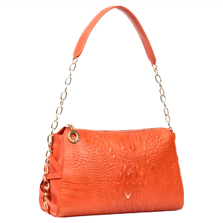 HIDESIGN 克莉絲汀單肩鎖鏈包 皮革, 甜紅橙, 不適用