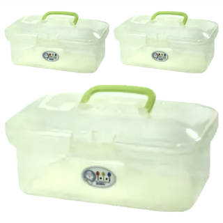 JUSKU 佳斯捷 百貨King 小芭比置物盒 20.8 x 11.7 x 8.8cm, 綠色, 3個