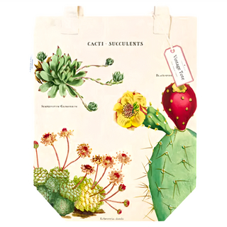 CAVALLINI&CO. 肩背托特包 仙人掌圖案 純棉帆布, 多肉植物, 41 x 32cm