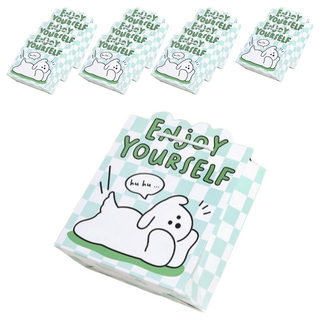 禮品袋套裝 220 x 245 x 100mm 白卡紙, 享受當下 白色 + 綠色, 12個