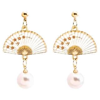 SOLARFRI 純銀針耳環S925鍍14K金淡水珍珠抗敏感耳環, S69PW