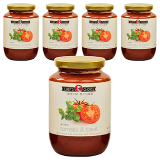 CHEF'S CHOICE 美味大師 義大利麵醬 蕃茄羅勒，新鮮原料，極緻美味，470g, 5罐