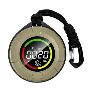 小米有品 一氧化碳溫溼度監測儀，軍綠色，數位顯示，便攜式設計，居家安全監測, 1個