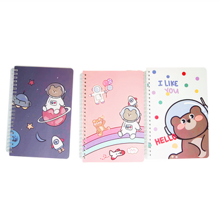 德德小品集 線圈本3本Set, A7 卡通線圈本, 82x106mm, 80張/160頁, 雙線圈裝訂, 機器製造, 中國大陸, 太空熊, 1組