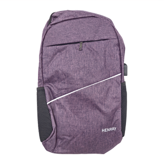 亨睿 享樂休閒後背包 雙拉鍊 USB充電 耳機孔 重量0.41kg, 紫羅蘭