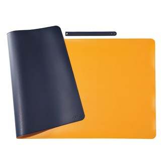 ABEL 力大牌 雙色PU皮質桌墊, 蔚藍色 + 橘黃色
