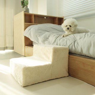 Ding Dong Pet 寵物柔軟超細纖維海綿階梯, Ivory, 1個