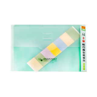 珠友文化 A4輕巧扁型風琴夾，6層伸縮夾層，附標籤索引紙卡, 綠色, 1個