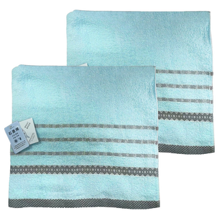 台灣製石墨烯純棉浴巾2入組 (藍色) 柔軟吸水速乾 抗菌除臭, 2條