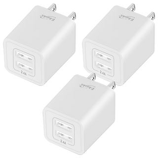 E-books B45 2.4A USB 雙孔快速充電器 支援國際電壓, 3.3cm, 白色, 3個