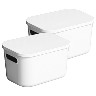 BangJiaShi 幫家適 帶蓋小號收納盒 高款, 純潔白, 2個