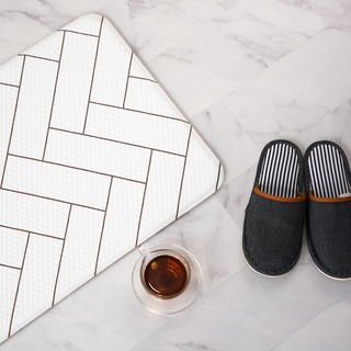 comet 人字紋雙面廚房地墊, 象牙色 + 淺棕色, 1入