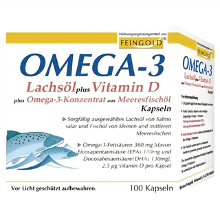 FEINGOLD Omega-3鮭魚油加維生素D軟膠囊, 1個, 100顆