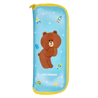 LINE FRIENDS 多用途餐具袋 棕色熊圖案, 熊 藍色 + 黃色, 1組